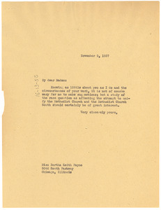 Letter from W. E. B. Du Bois to Bertha Keith Payne
