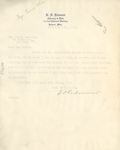 Letter from S. D. Redmond to W. E. B. Du Bois