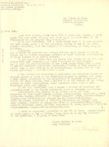 Letter from O. R. Ehrenfels to W. E. B. Du Bois