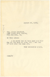 Letter from W. E. B. Du Bois to Alice Crawford