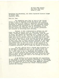 Letter from W. E. B. Du Bois to Das Ramananda