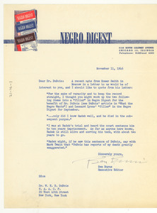 Letter from Negro Digest to W. E. B. Du Bois