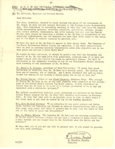 Circular letter from W. E. B Du Bois Testimonial Dinner Committee