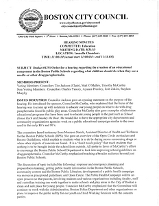 Committee on Education hearing minutes, August 31, 2015