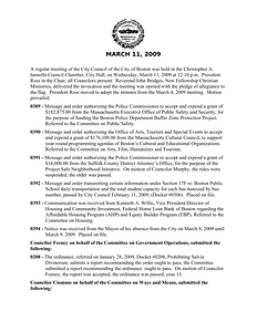 City Council meeting minutes, March 11, 2009