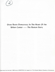 Boston magazine article: Grass roots democracy in the heart of an urban center - the Boston story