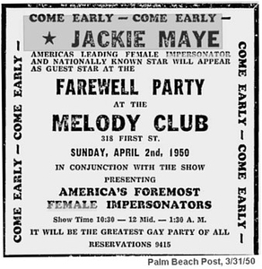 Jackie Maye at the Farewell Party at the Melody Club