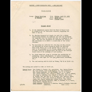 Agenda and minutes from Clergy Committee on Renewal meeting held April 27, 1962