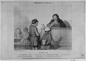 Un SERVICE D'AMI. - A la bonne heure au moins.... vous n'êtes pas comme ce petit paresseux de Julien... vous savez votre leçon sur le bout de votre doigt!... - Vieux jobard va... c'est sur le bout du mien qu'il la sait!... (Cette réflexion philosophique mais hardie n'est émise par Mr. Julien qu'à voix très basse).