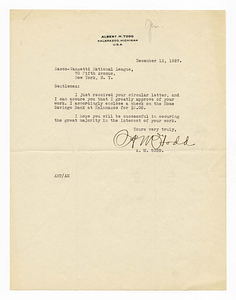 Letter from Albert M. Todd to Sacco-Vanzetti National League, December 12, 1927