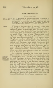 1780 Chap. 0049 An Act In Addition To, And For The Explanation Of An Act, Intitled "An Act In Addition To, And For The Alteration Of Some Of The Provisions Of An Act, Intitled "An Act For Confiscating The Estates Of Certain Persons, Commonly Called Absentees.