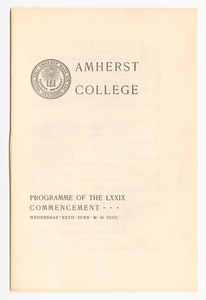 Amherst College Commencement program, 1900 June 27