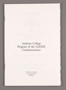 Amherst College Commencement program, 1994 May 22