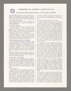 Amherst College annual report to secondary schools, 1973