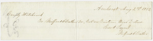 Edward Hitchcock receipt of payment to Milford Clark Butler, 1852 August 2