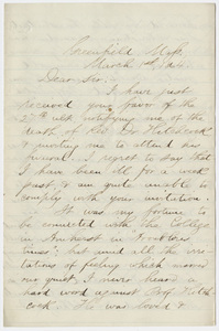 Artemas Dean letter to William Augustus Stearns, 1864 March 1