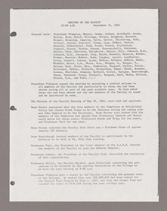 Amherst College faculty meeting minutes and Committe of Six meeting minutes 1965/1966