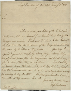 Jeffery Amherst letter to Mr. Da Costa, 1757 June 5