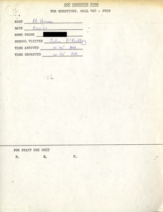 Citywide Coordinating Council daily monitoring report for the John Boyle O'Reilly School by Marcia Hams, 1975 November 21