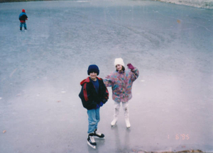 Kids standing on Monponsett Road