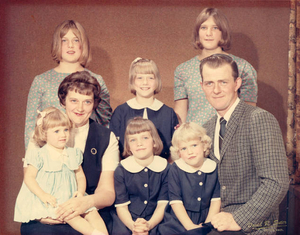 The Andrews family on Easter Sunday--Nancy, Sonny, and the girls