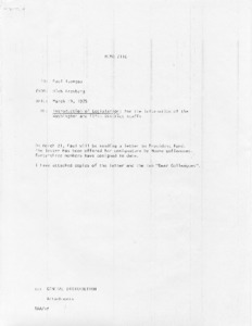 Memo #115: Re: introduction of legislation: for the information of the Washington and Fifth District staffs