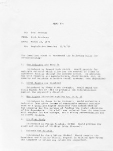 Legislative Meeting (3/6/1975) Memo #76