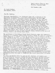 Letter from Andrew Benson to Louis Kaufman
