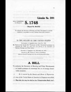 Bill to authorize the Secretary of Housing and Urban Development to furnish assistance to encourage the use of energy conservation measures (S.1748)