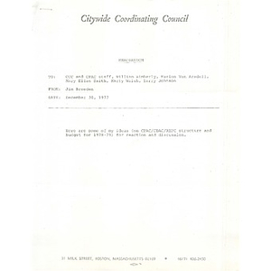 Memo, CCC and CPAC staff, December 30, 1977.