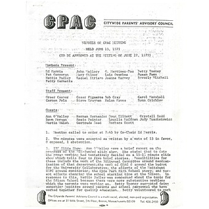 Minutes for CPAC meeting held on June 13, 1979.