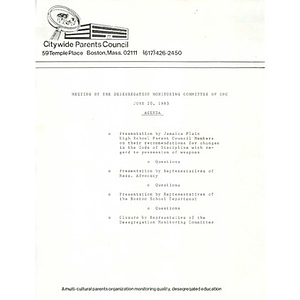 Meeting of the desegregation monitoring committee of the CPC, June 20, 1983.