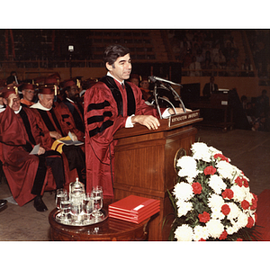 Michael S. Dukakis speaking at the June 1984 commencement ceremony