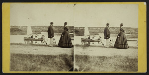 Stereograph of men and women on the Oyster River, Saybrook, Conn., ca. 1860