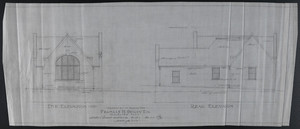 End Elevation Street and Rear Elevation, Drawings of Garage for Francis H. Dewey, Esq., Worcester, Mass., undated