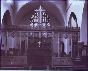 Interior view of Parish of Christ Church with altar and rood screen, Hyde Park, Boston, Mass.