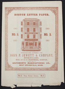 Wrapping paper for Boston Letter Paper, no. 3, manufactured by the Southworth Manufacturing Co., West Springfield, Mass., undated