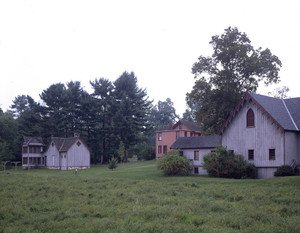 Outbuildings and house in summer, Roseland Cottage, Woodstock, Conn.
