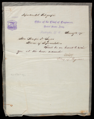 Thomas Lincoln Casey to Joseph D. Sayers, January 23, 1895, copy