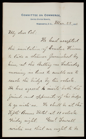 William P. Frye to Thomas Lincoln Casey, March 28, 1888