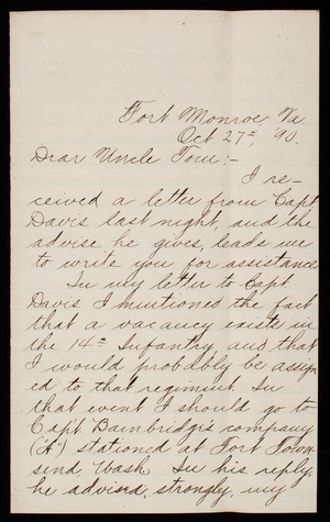 Henry J. Hunt to Thomas Lincoln Casey, October 27, 1890