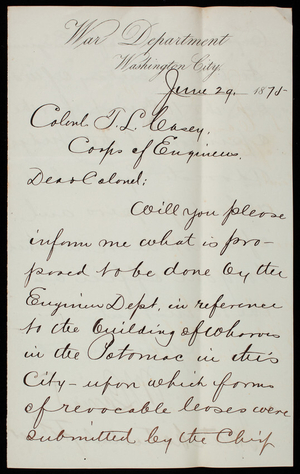 [William] J. Barnard to Thomas Lincoln Casey, June 29, 1875