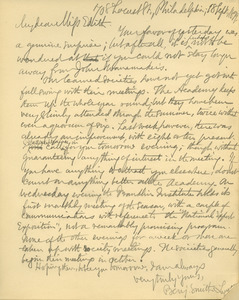 Letter from Benjamin Smith Lyman to Miss Edith