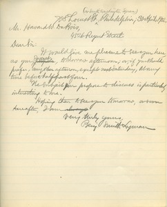 Letter from Benajmin Smith Lyman to Howard W. DuBois