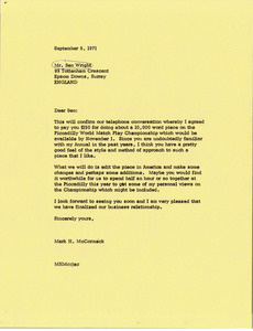 Letter from Mark H. McCormack to Ben Wright