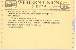 Telegram from Maurie Luxford to Mark H. McCormack