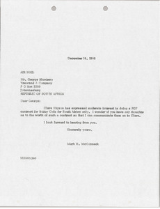 Letter from Mark H. McCormack to George Blumberg