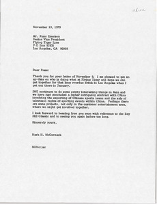 Letter from Mark H. McCormack to Russ Emerson