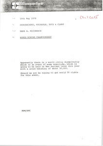 Memorandum from Mark H. McCormack to Dave DeBusschere, Jay Michaels, Howard Katz, and Mike Clark
