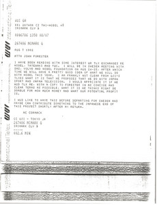 Telex prinotut from Mark H. McCormack to John Forester